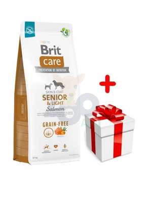 BRIT CARE Dog Grain-free Senior & Light Salmon 12kg+Surprise