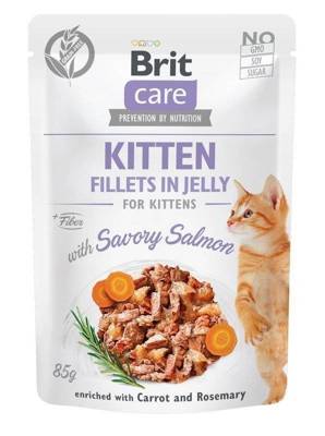 Brit Care Cat Pouch Kitten Filets de saumon en sauce enrichis de carottes et de romarin 85g
