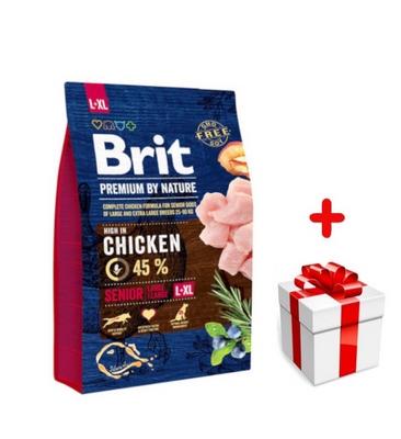Brit Premium By Nature Senior L+XL avec du poulet 3kg + Surprise pour votre chien GRATUITES !