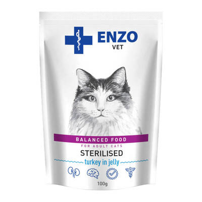 ENZO VET Alimentation stérilisée pour chats stérilisés avec de la dinde en gelée 100g