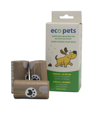 Eco Pets Organic Poop Sacks 120 pcs ( 8x15 pcs ) 