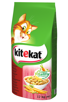 KITEKAT - nourriture sèche pour chats avec du boeuf et des légumes 12kg