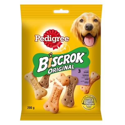 Pedigree Biscrok Biscuits Pour chiens adultes sous forme de petits os avec de l'agneau, du poulet et du bœuf 200g x2
